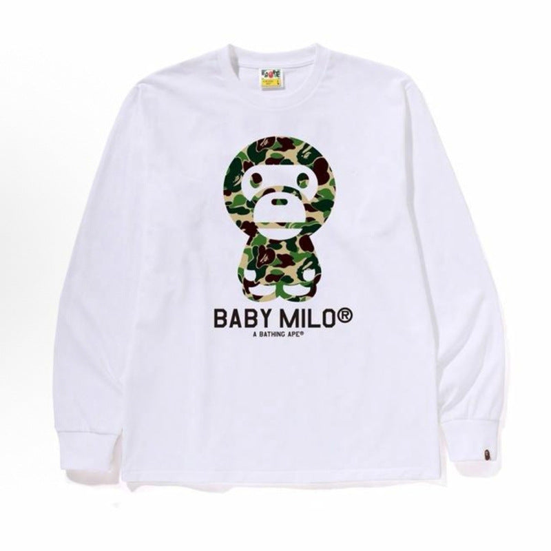 Bape Baby Milo Camo Ape Head Graphic Oversized Long Sleeve Tee Street