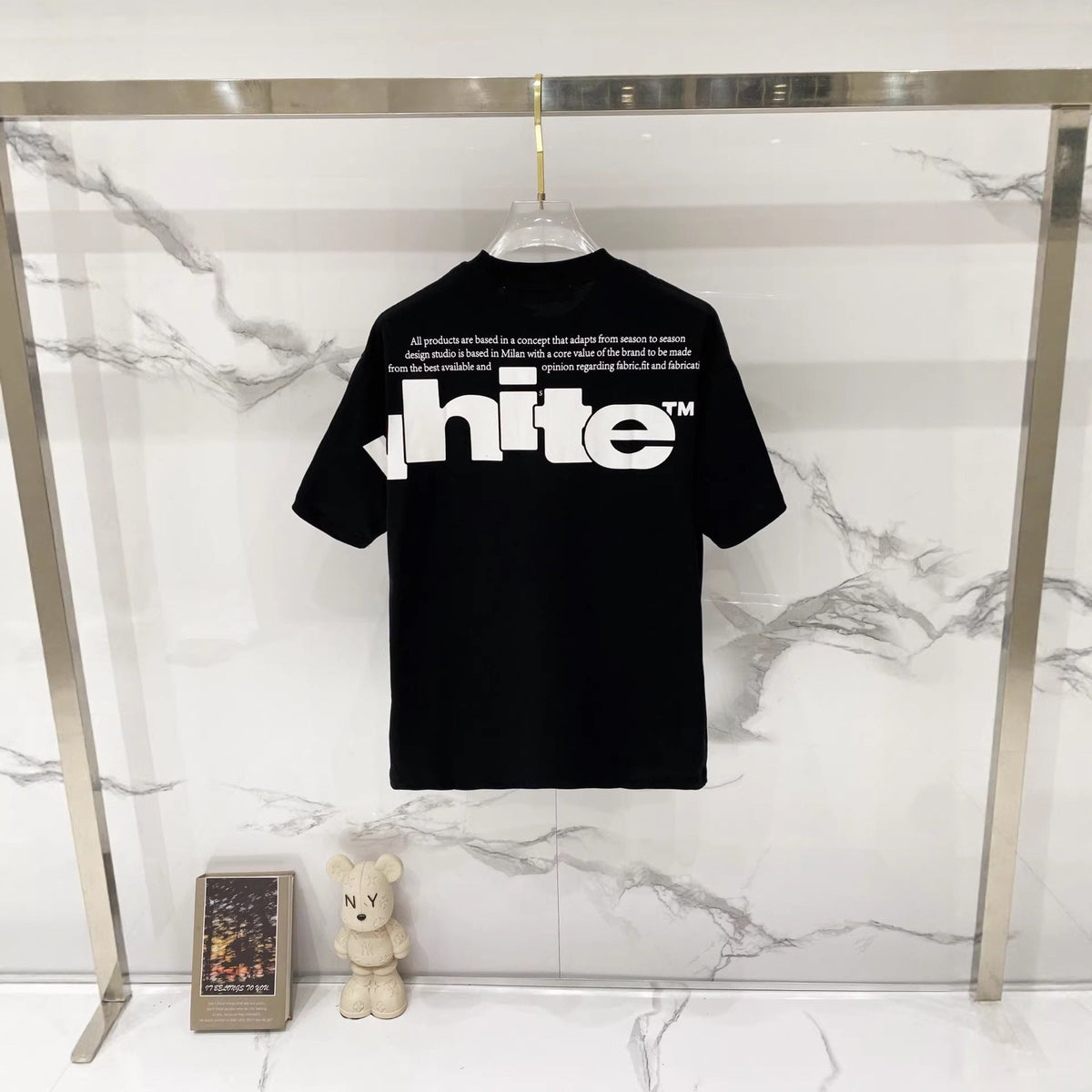 Off-White Oversized Letter Graphic Short Sleeve Crew Neck T-Shirt