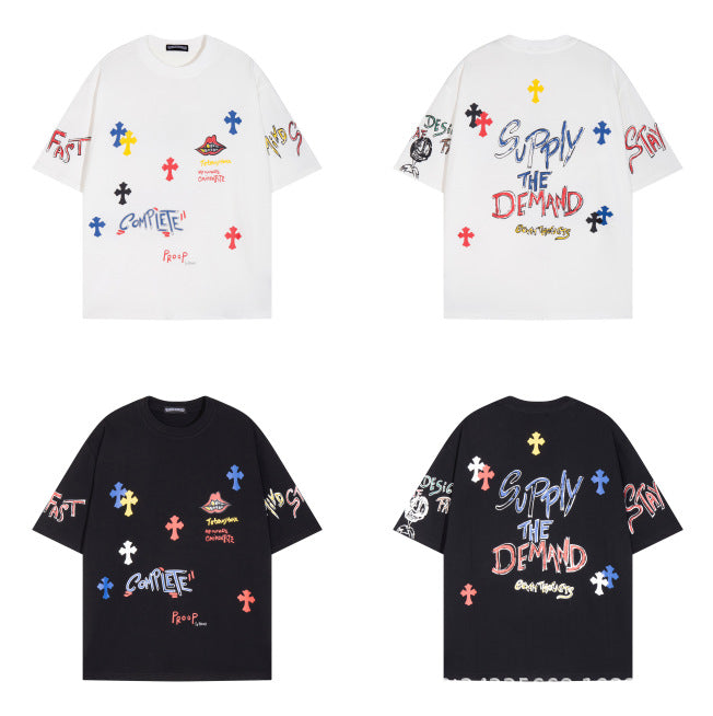 Chrome Hearts Multi‑Cross Graphic Oversized Tee Streetwear Unisex