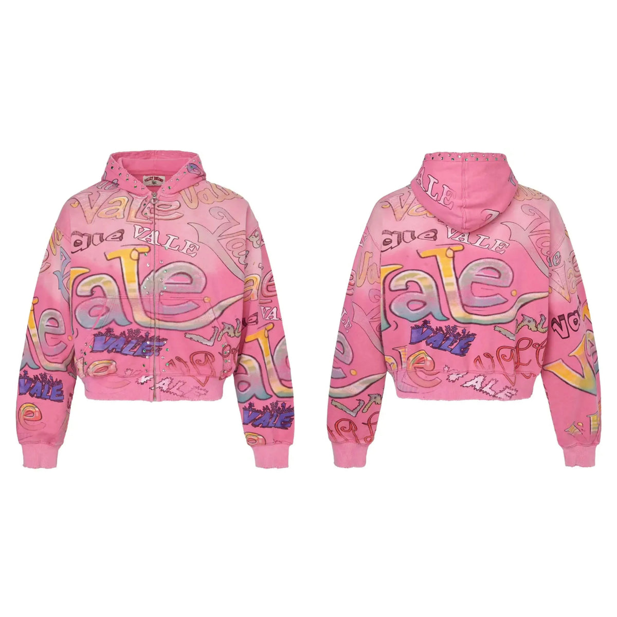 Vale Forever Vale Allover Graffiti Zip Hoodie — Pink