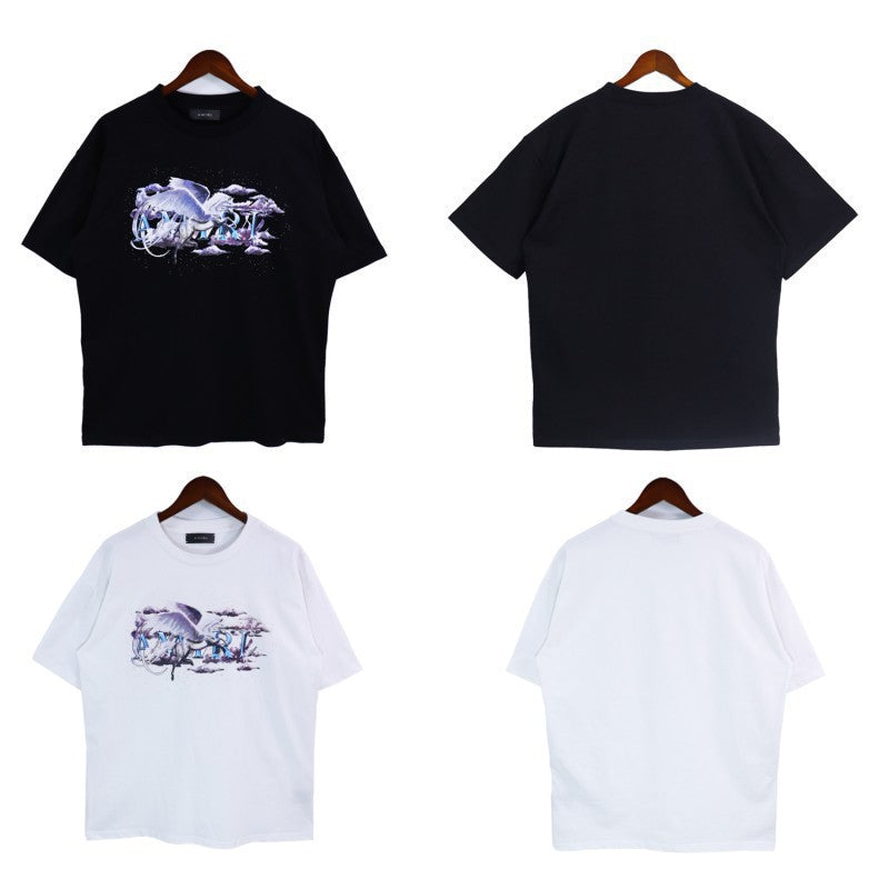 Amiri Multi‑Pattern Letter Graphic Oversized Tee Streetwear Unisex