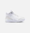 Air Jordan 3 Retro Preschool Lifestyle Shoe - White/Metallic Silver