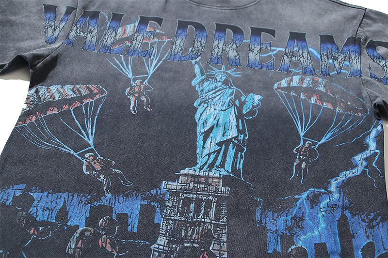 VALE USA Washed Black Graphic T-Shirt