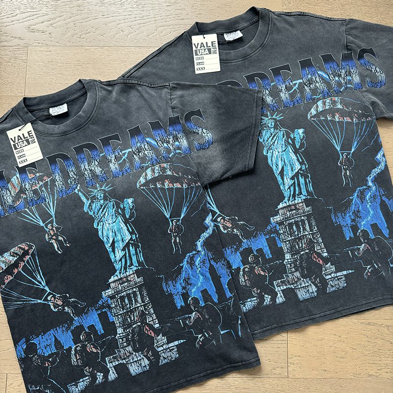 VALE USA Washed Black Graphic T-Shirt
