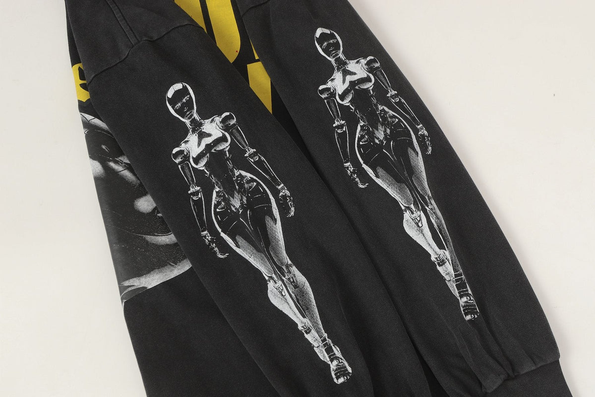 Godspeed Washed Black Rock Graphic Long-Sleeve T-Shirt