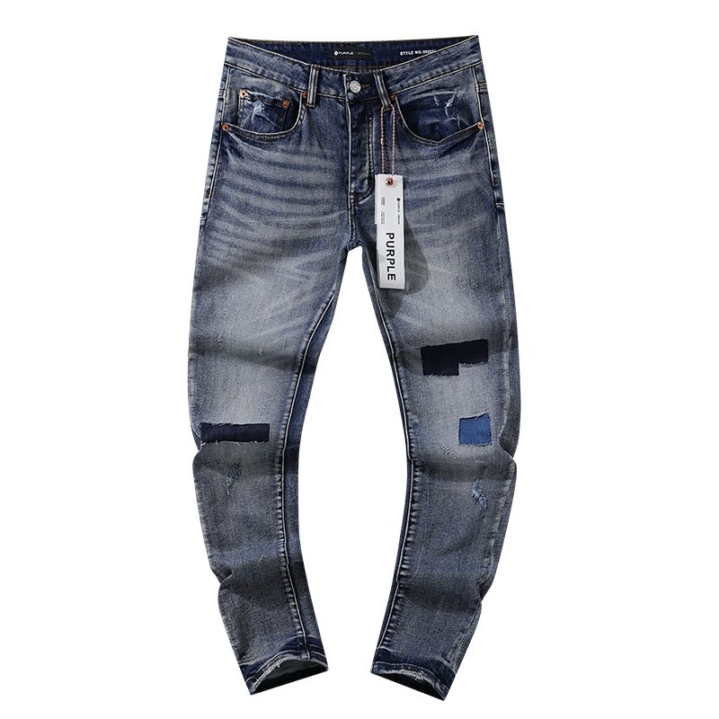 Purple Brand Patch Repair Washed Jeans - Blue