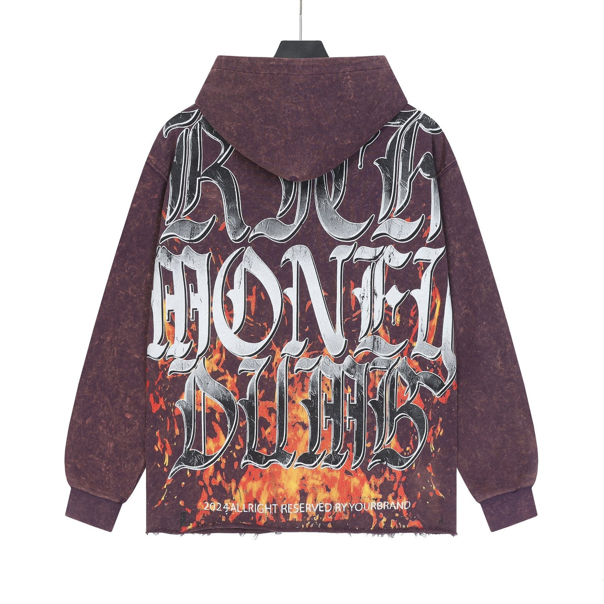 Godspeed Skull Graphic Acid Wash Hoodie