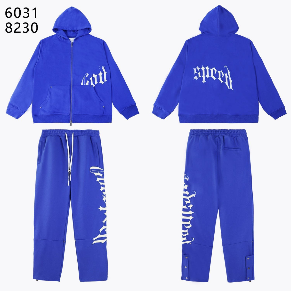 Godspeed White Gothic Zip Hoodie & Jogger Matching Set