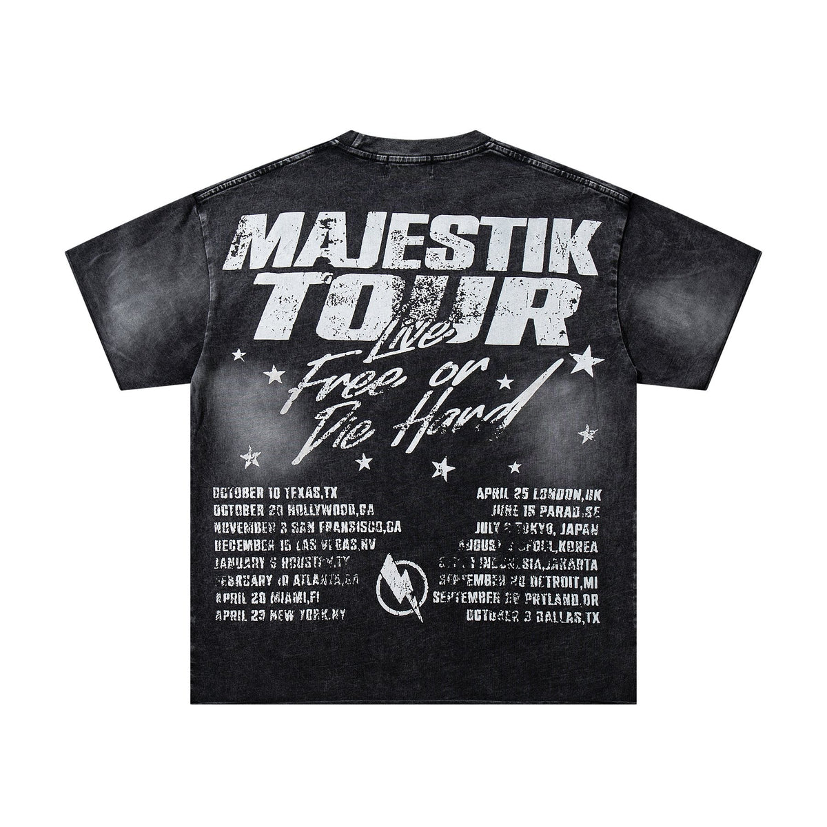 MAJESTIK Washed Black Tour Graphic T-Shirt