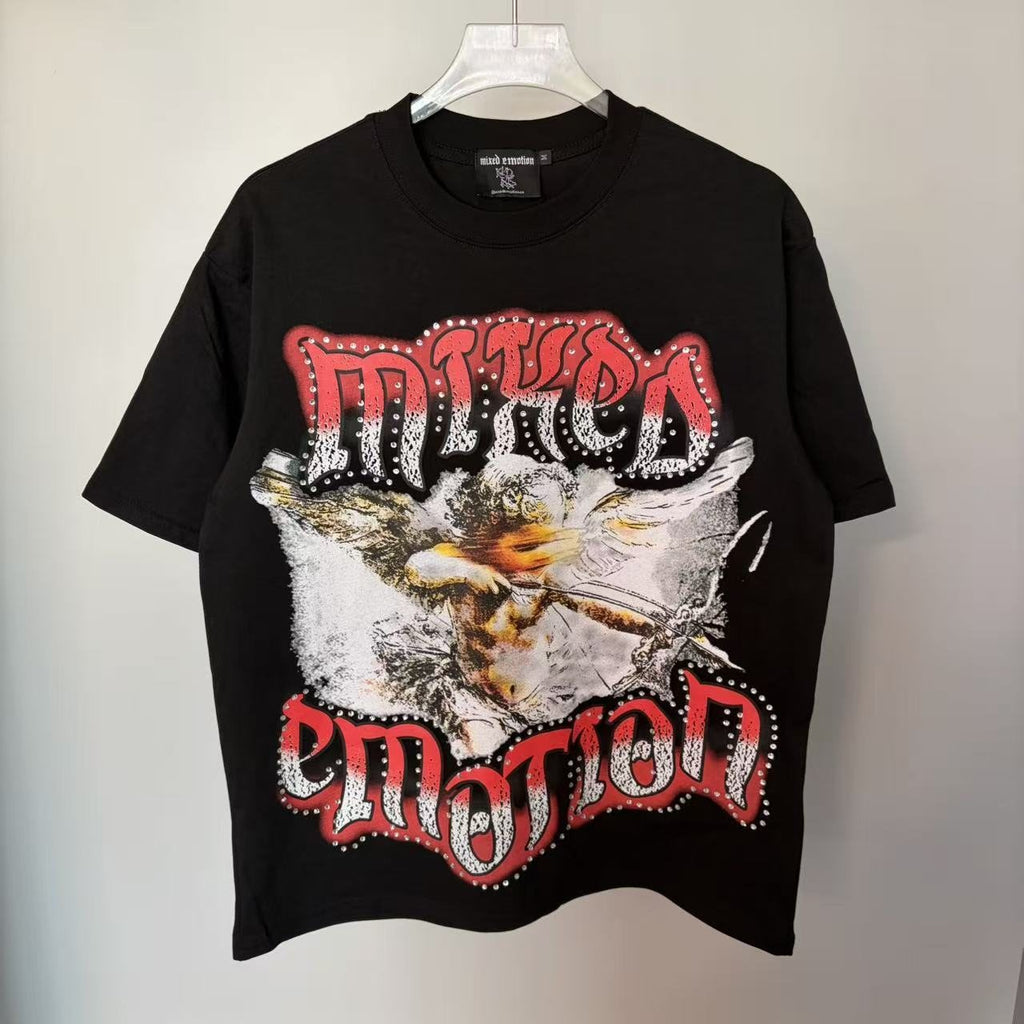 MIXED EMOTION Studded Wing Graphic T-Shirt