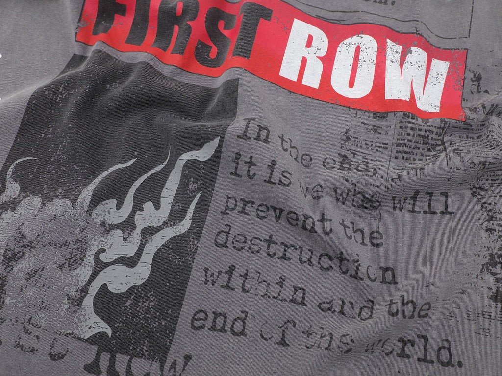 FIRST ROW Burning Flames Cropped Graphic T-Shirt