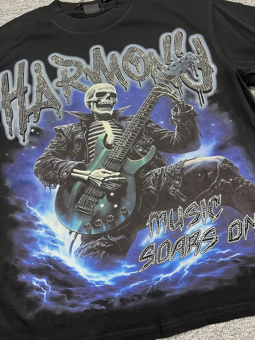 HARMONY New Age Skeleton Guitar Graphic T-Shirt