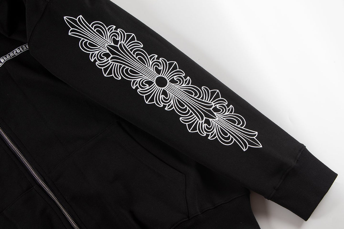 Chrome Hearts Horseshoe Cross Graphic Zip Hoodie