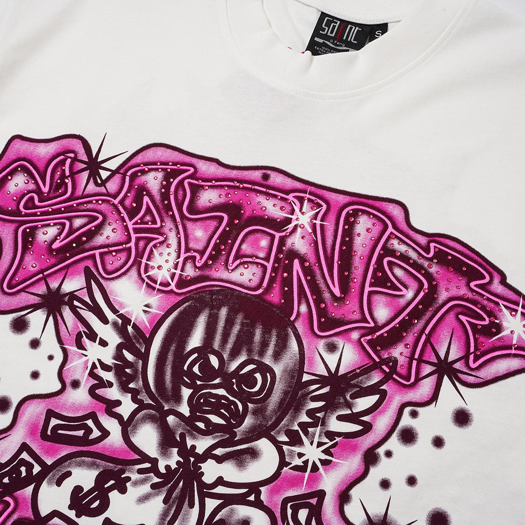 SAINT Rhinestone Front & Back Graphic T-Shirt