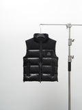 Moose Knuckles Black Stand-Collar Puffer Vest with Chest Logo