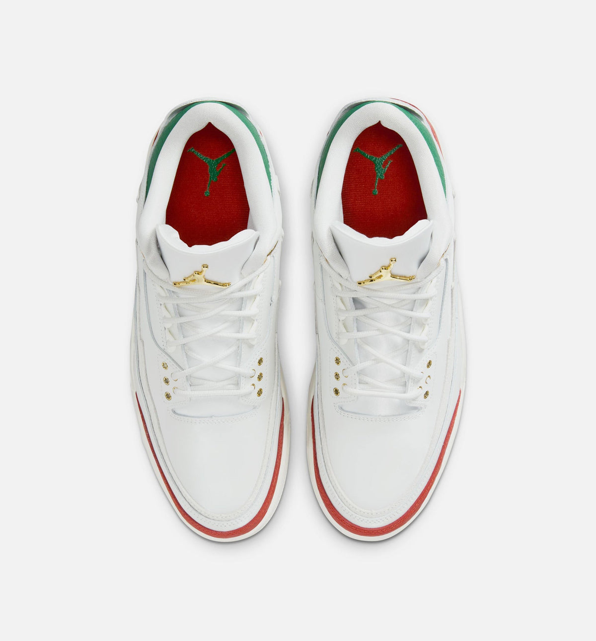 Air Jordan 3 Retro El Vuelo Men's Sneakers - White / Pine Green / Dark Red / Metallic Gold