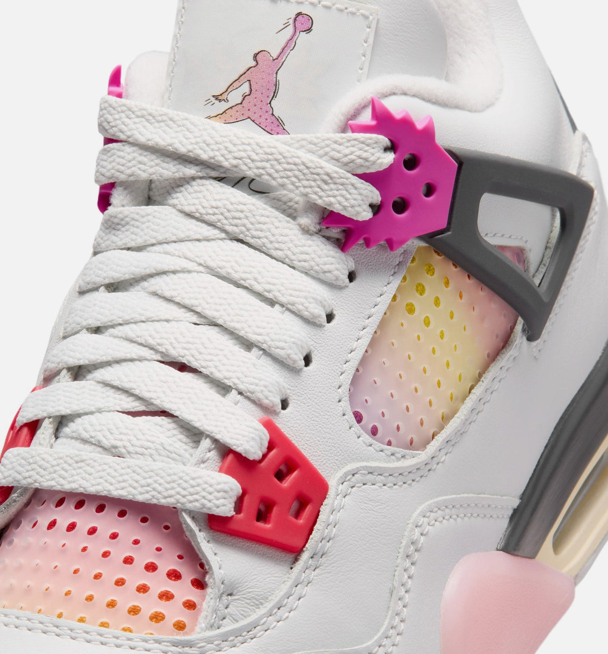 Air Jordan 4 Retro Comic Grade School Shoes - Off White Fire Pink Anthracite