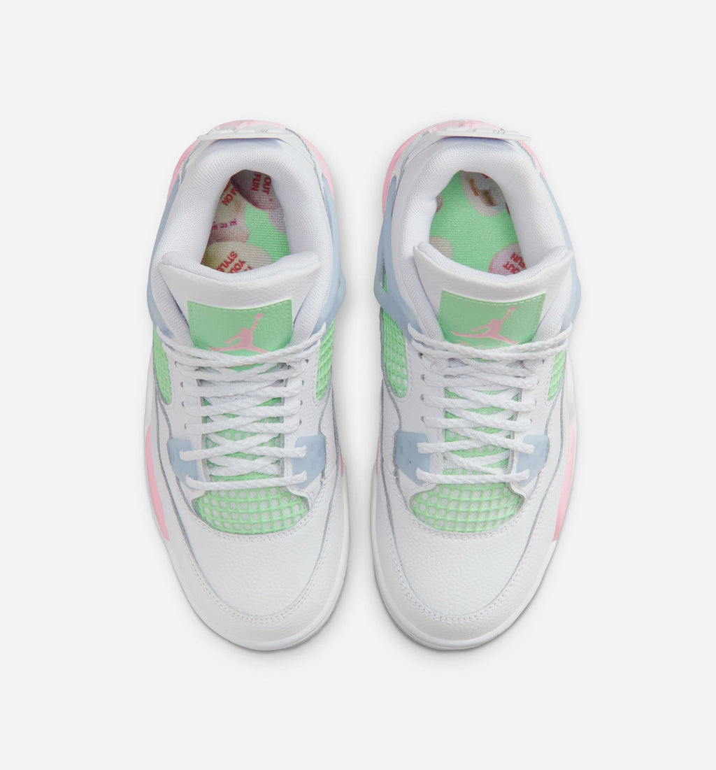 Air Jordan 4 Retro Medium Soft Pink Big Kids' Sneakers - White / Soft Pink / Blue