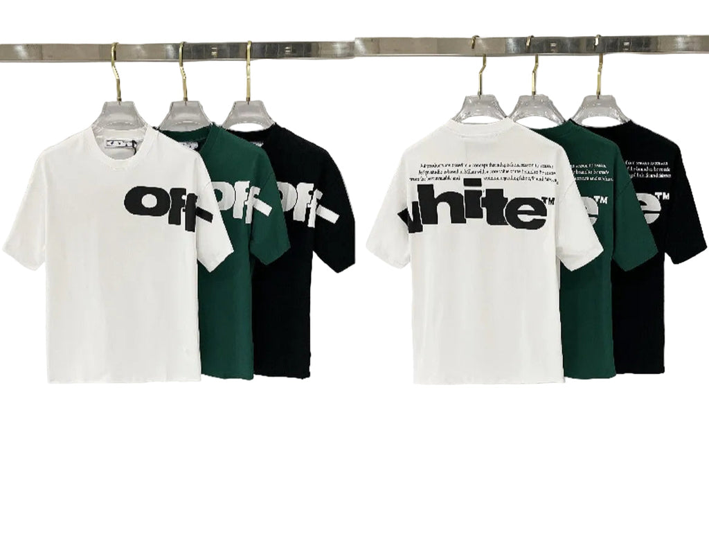 Off-White Oversized Letter Graphic Short Sleeve Crew Neck T-Shirt