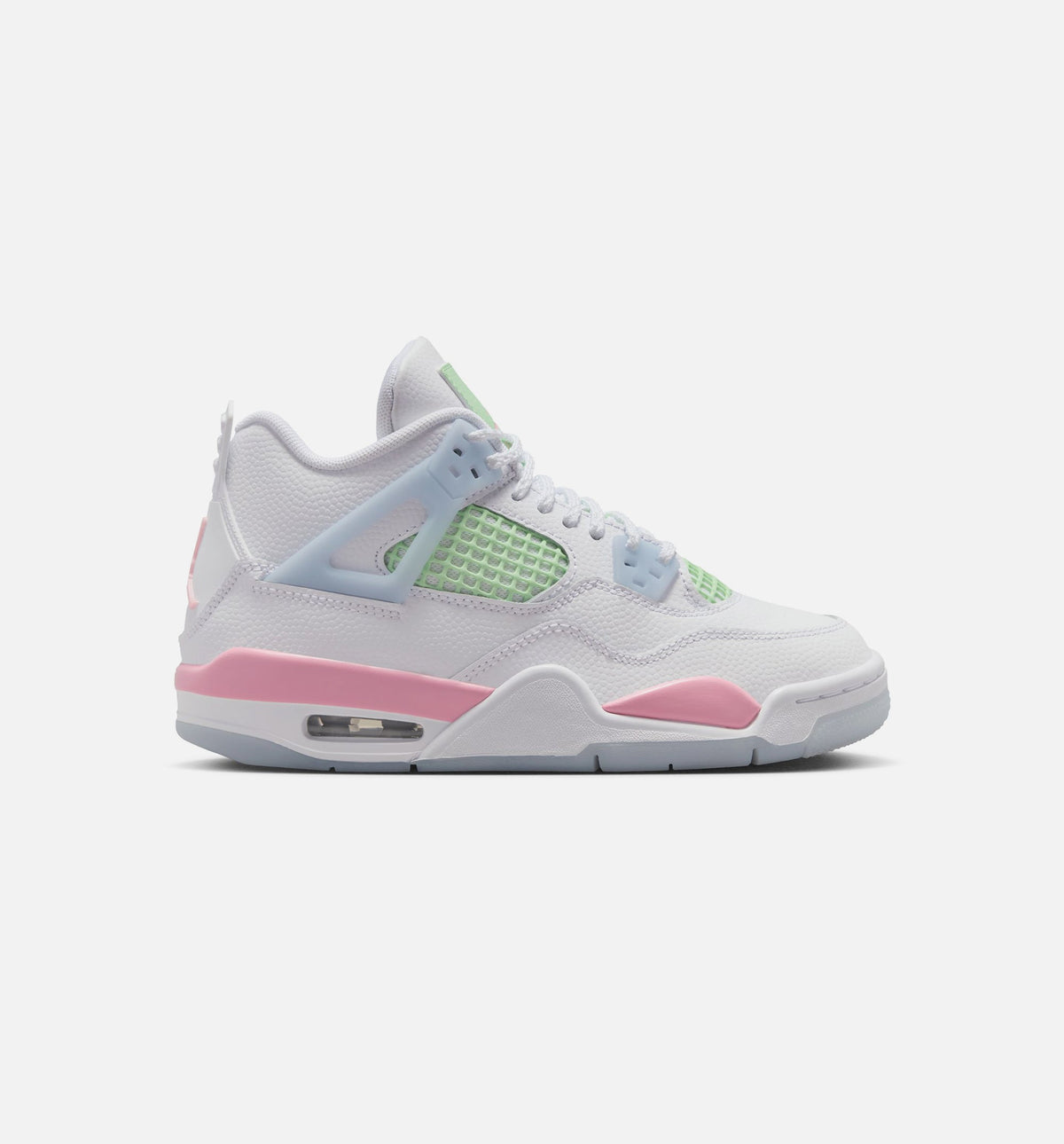 Air Jordan 4 Retro Medium Soft Pink | Grade School Lifestyle Shoe | White/Medium Soft Pink/Half Blue