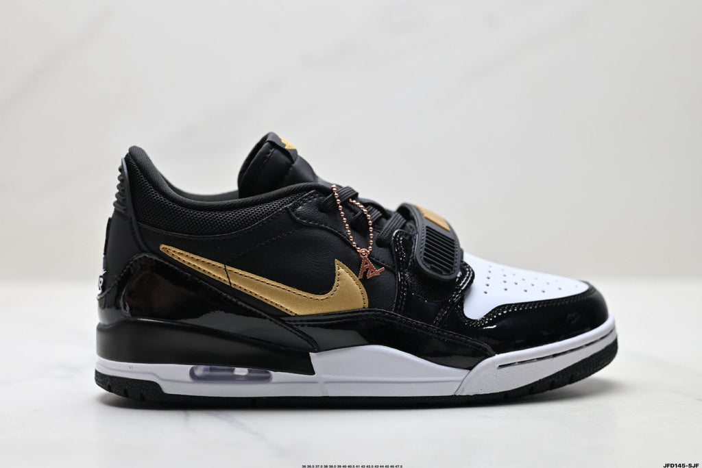 Jordan Legacy 312 Low Black White Metallic Gold Sneakers