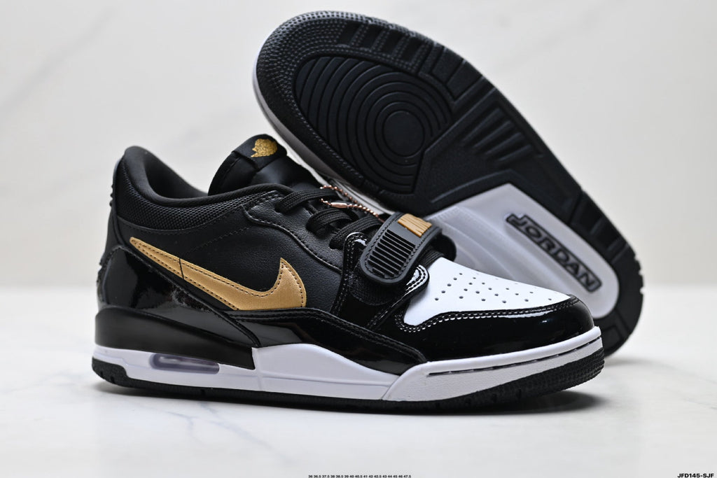 Jordan Legacy 312 Low Black White Metallic Gold Sneakers