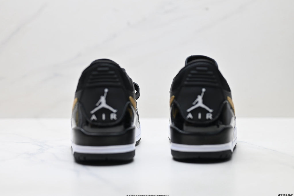 Jordan Legacy 312 Low Black White Metallic Gold Sneakers