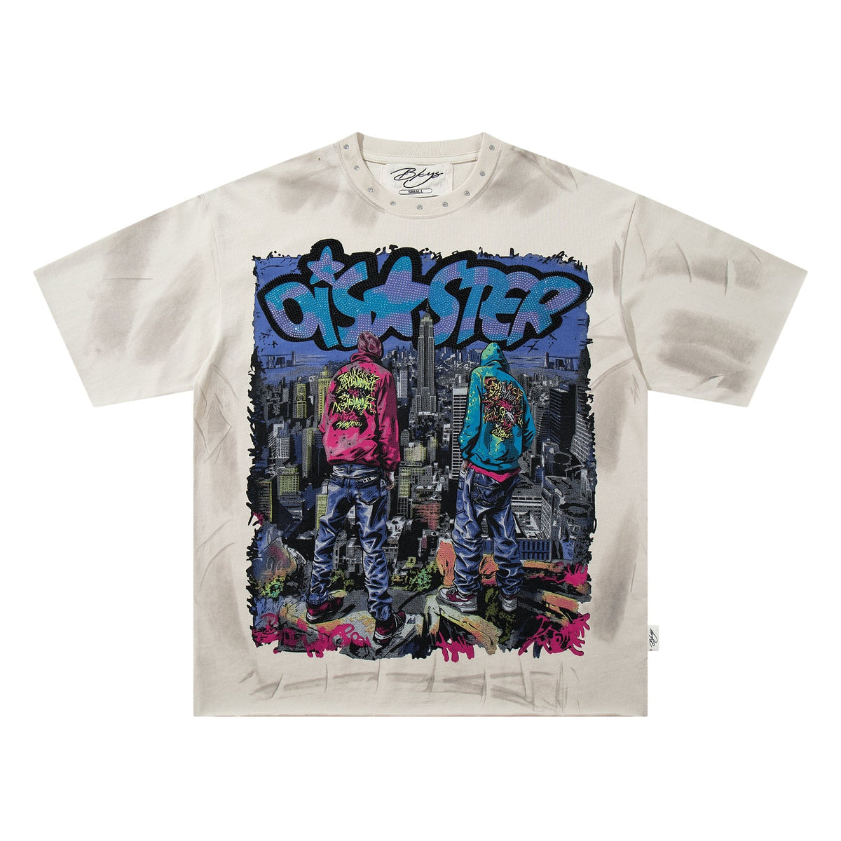 BKYS Revival Rhinestone City Graffiti Graphic T-Shirt