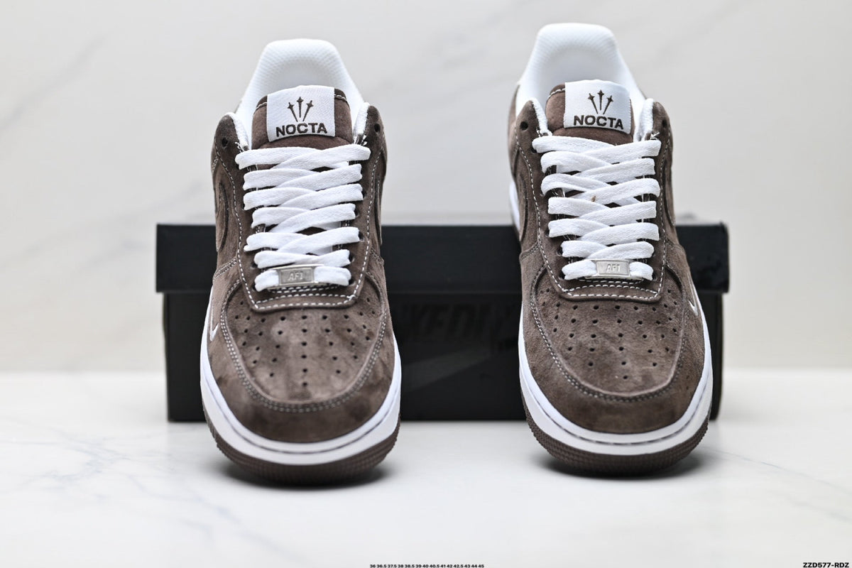 Nike Air Force 1 Low Brown White Unisex Sneakers Style 07