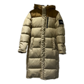 The North Face Color Block Hooded Long Puffer Coat | Tan | Women's Winter Coat