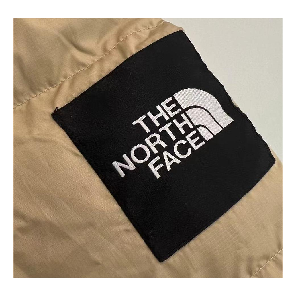 The North Face Color Block Hooded Long Puffer Coat | Tan | Women's Winter Coat