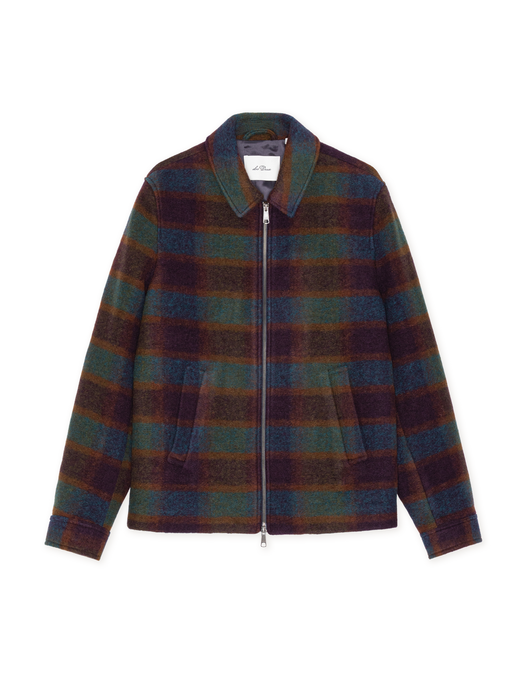 Les Deux Check Wool Zipper Coach Jacket