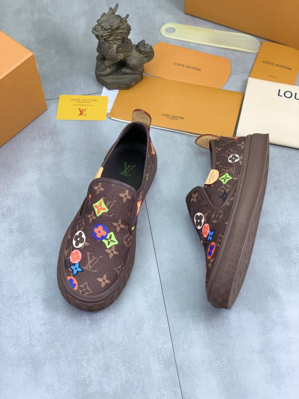 Louis Vuitton Floral Print Slip-On Shoes