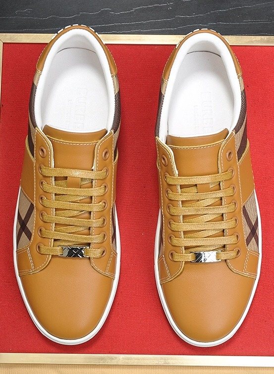 Burberry Tan Plaid Low-Top Sneakers - White Sole