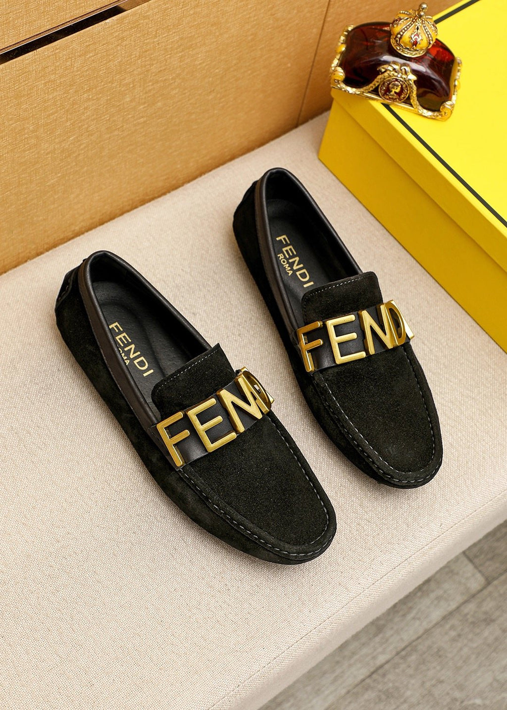 Fendi Black Logo Hardware Slip-On Loafers