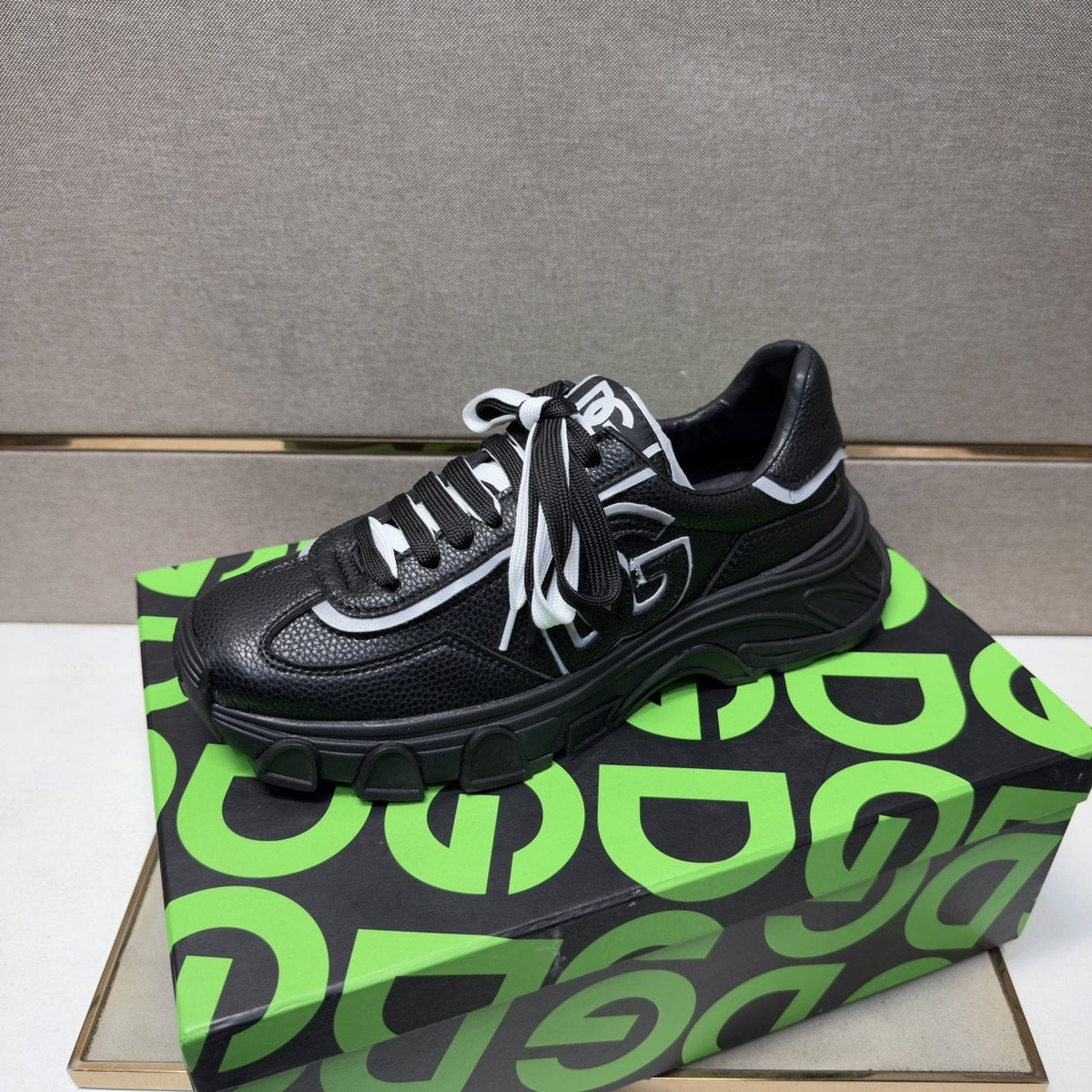Black Mixed-Material Low-Top Sneakers