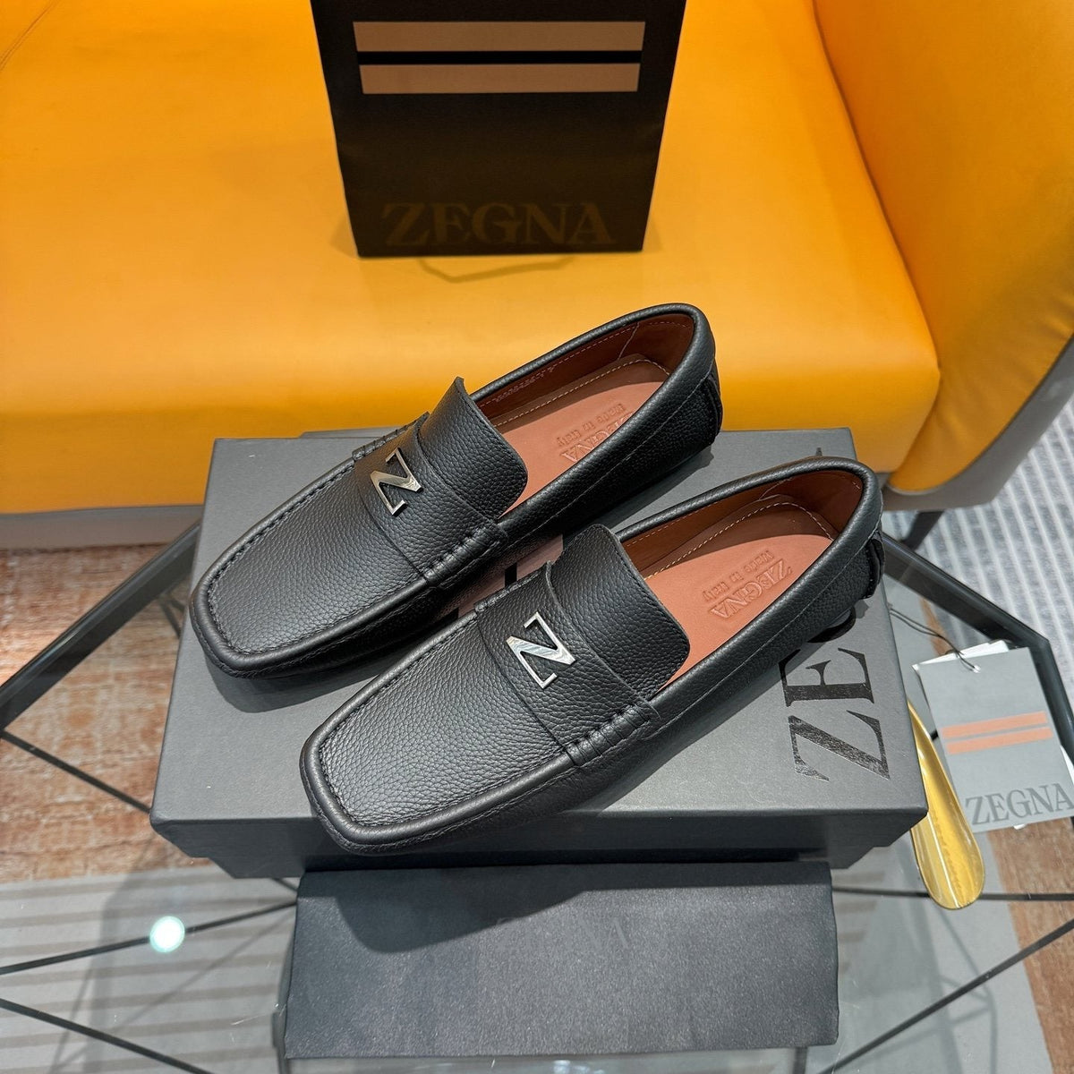 Zegna Black Driving Loafers