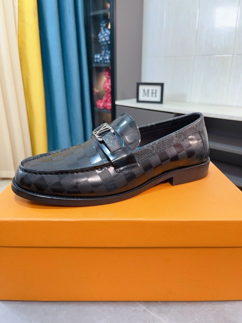 Louis Vuitton Checkerboard Buckle Loafers - Black and Dark Gray