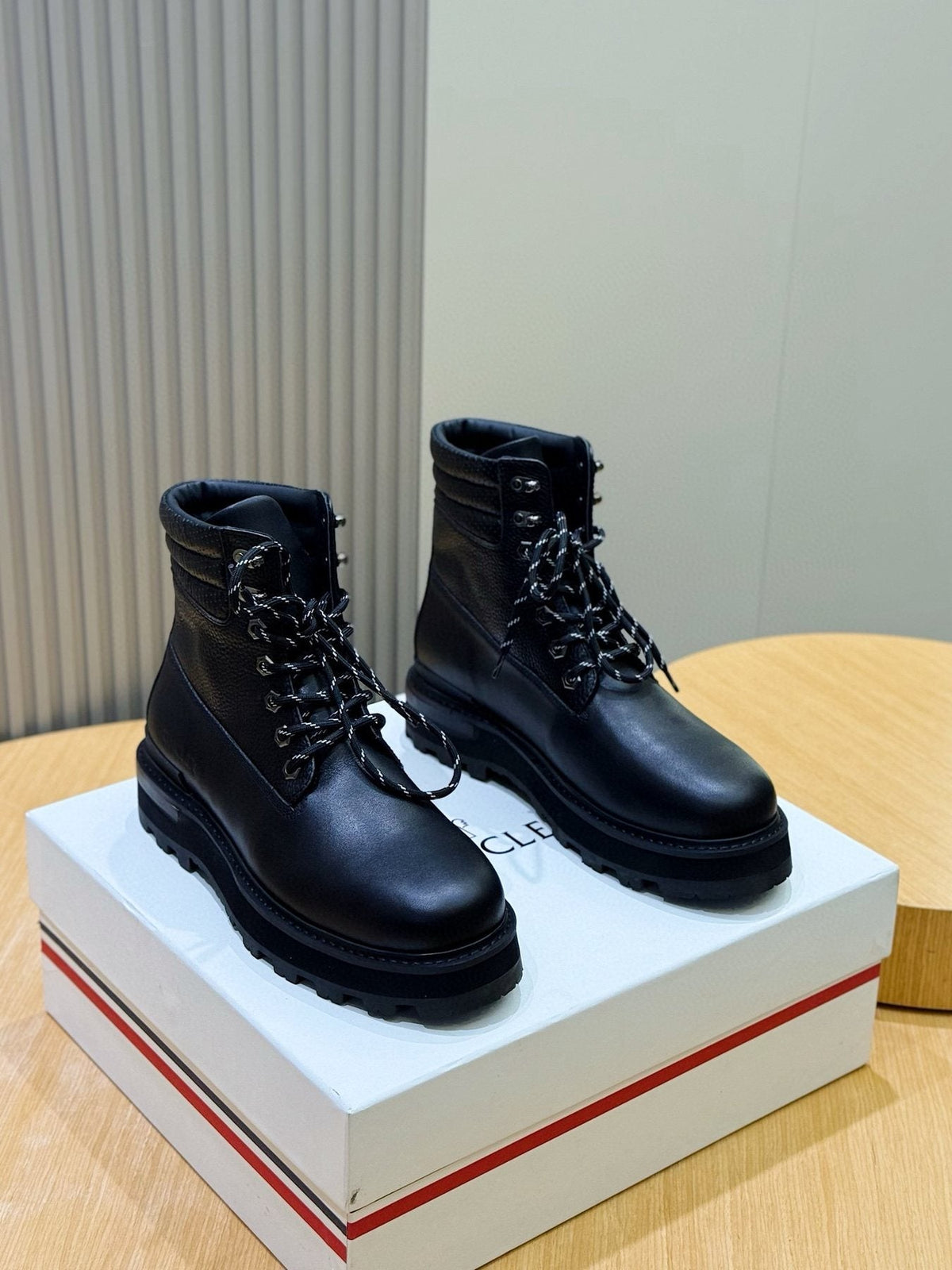Moncler Black Lug-Sole Lace-Up Boots
