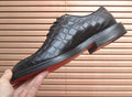 Christian Louboutin Men's Black Embossed Lace-Up Dress Shoes