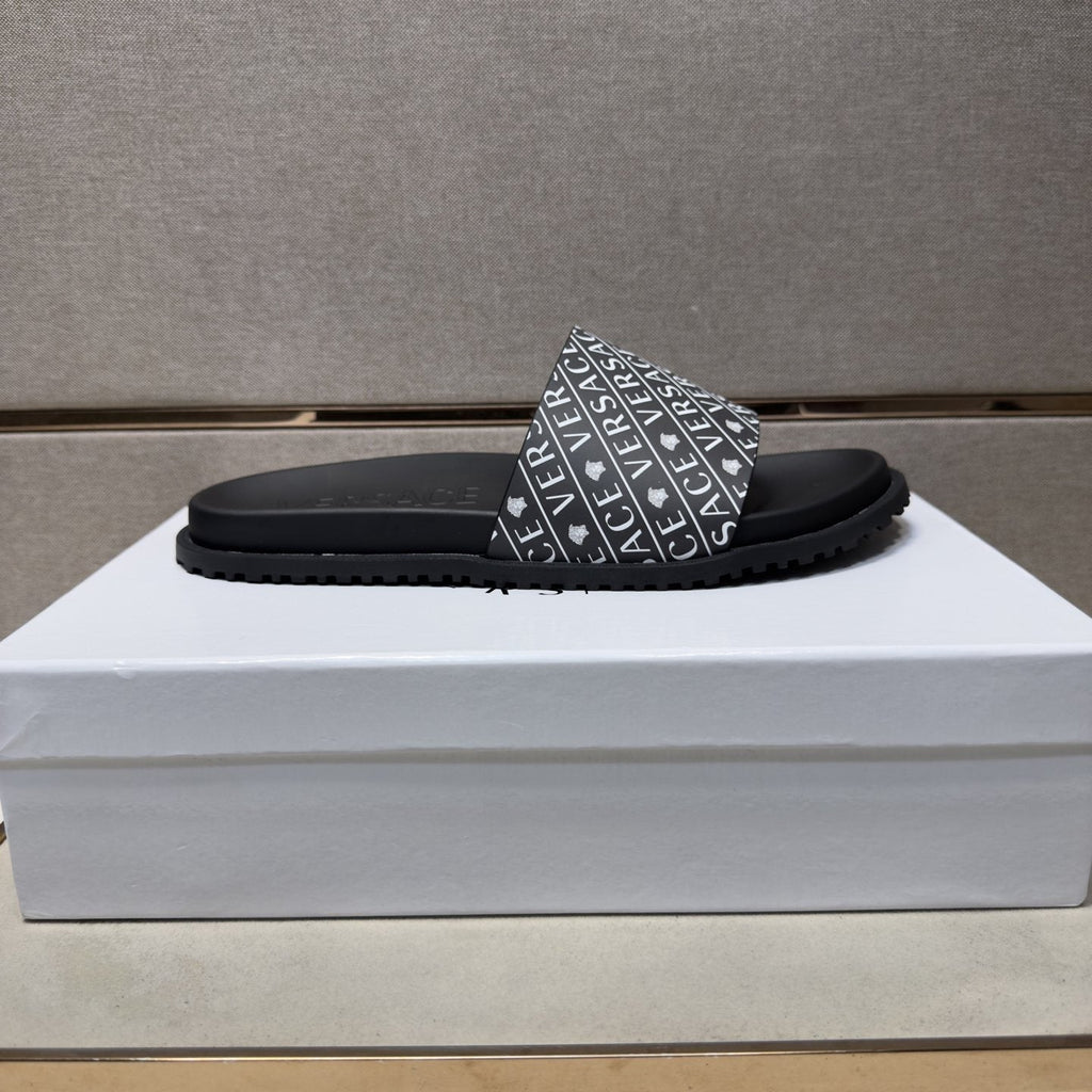 Versace Silver Logo Slide Sandals