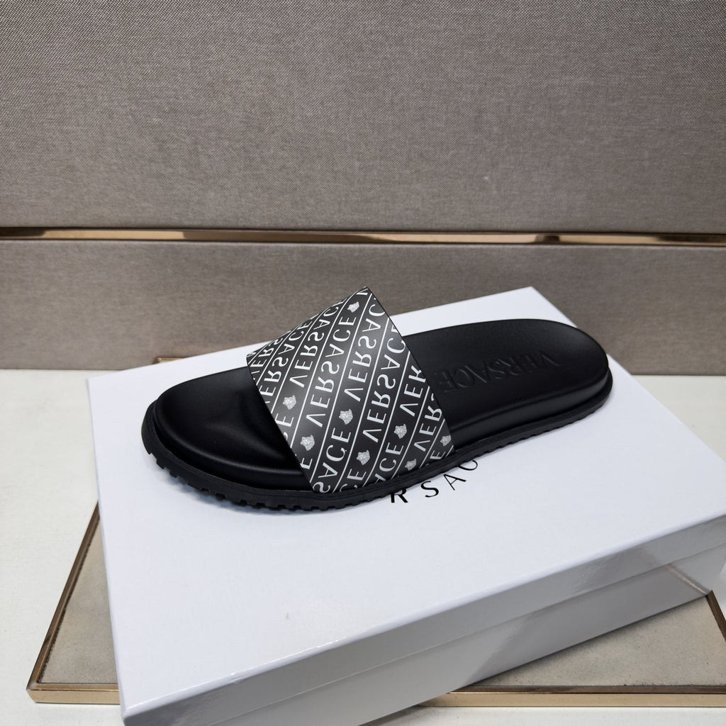 Versace Silver Logo Slide Sandals