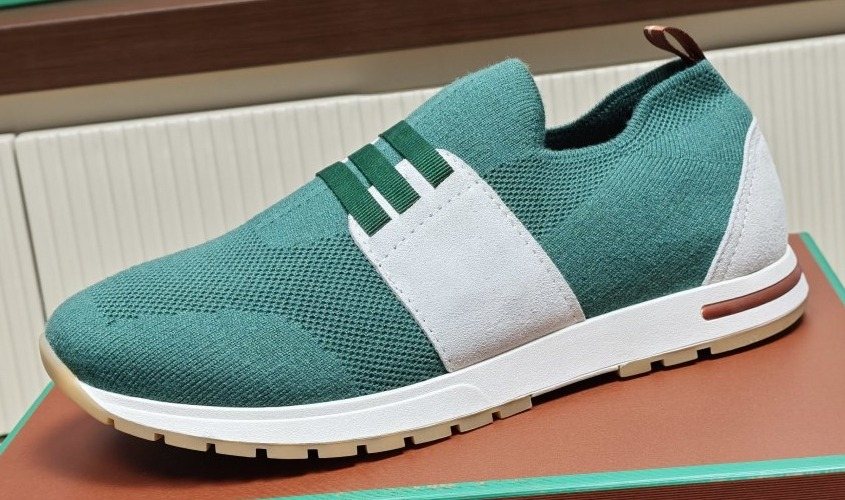 Teal Green Knit Slip-On Sneakers