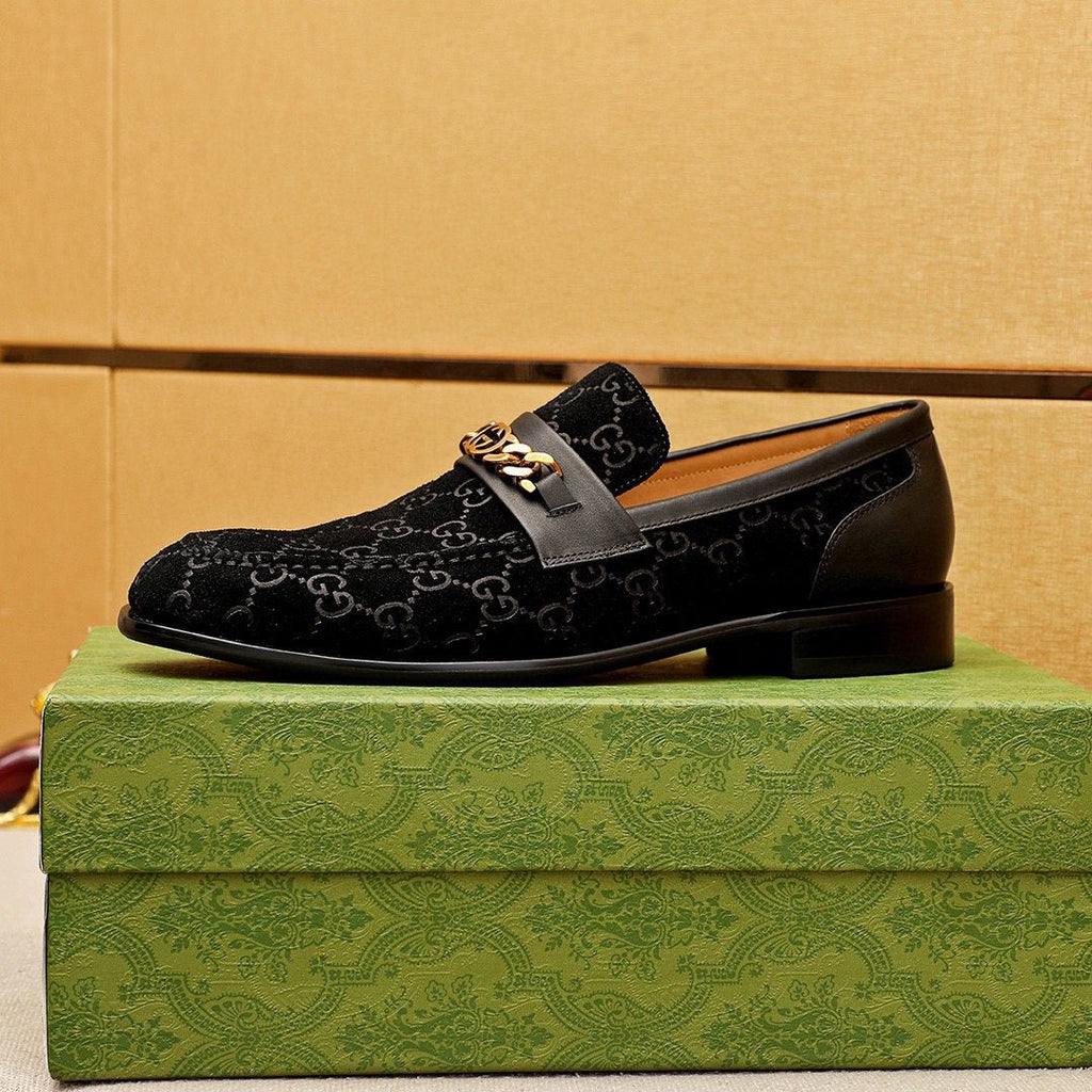 Gucci Black Patterned Loafers