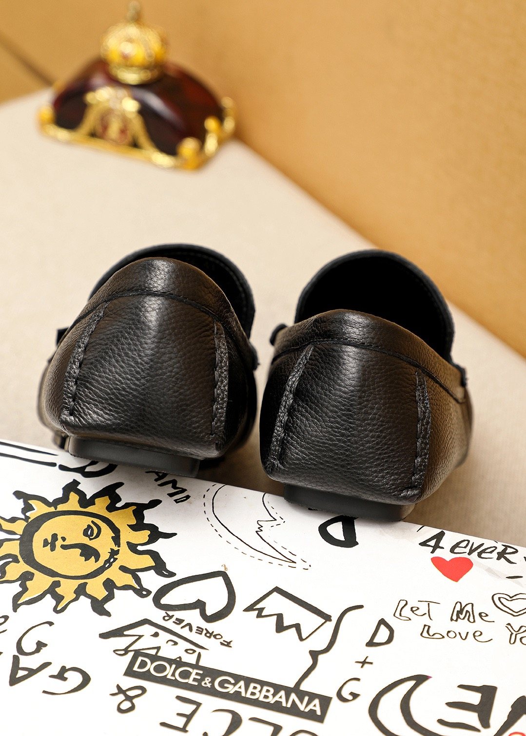Dolce & Gabbana Men's Black Metal-Accent Slip-On Loafers