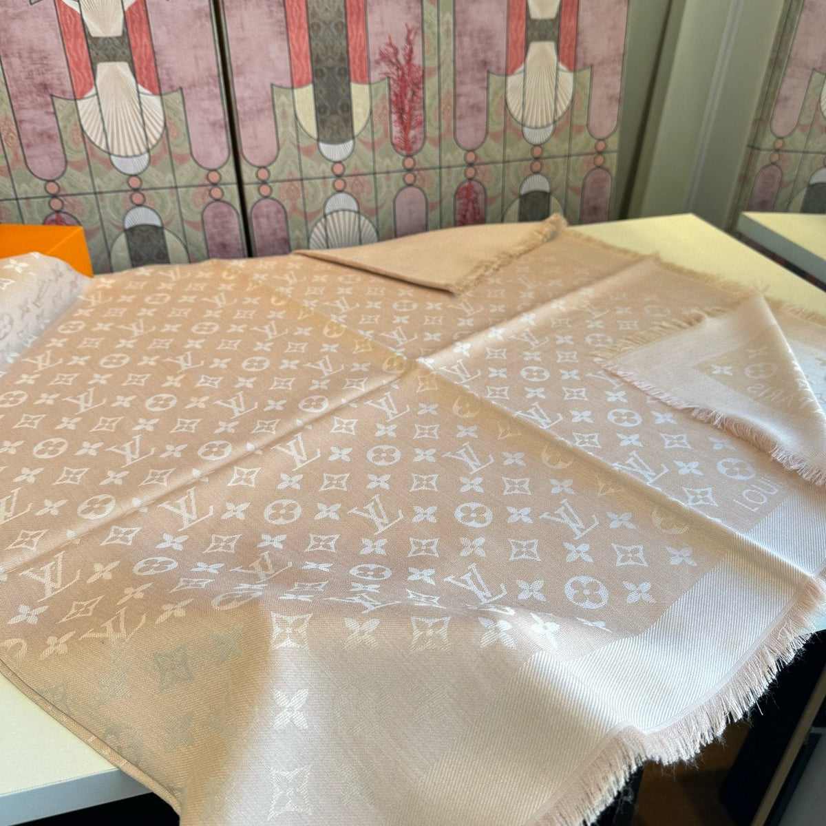 Louis Vuitton Blush Pink Fringed Scarf