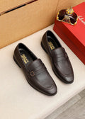 Ferragamo Textured Metal-Strap Loafers