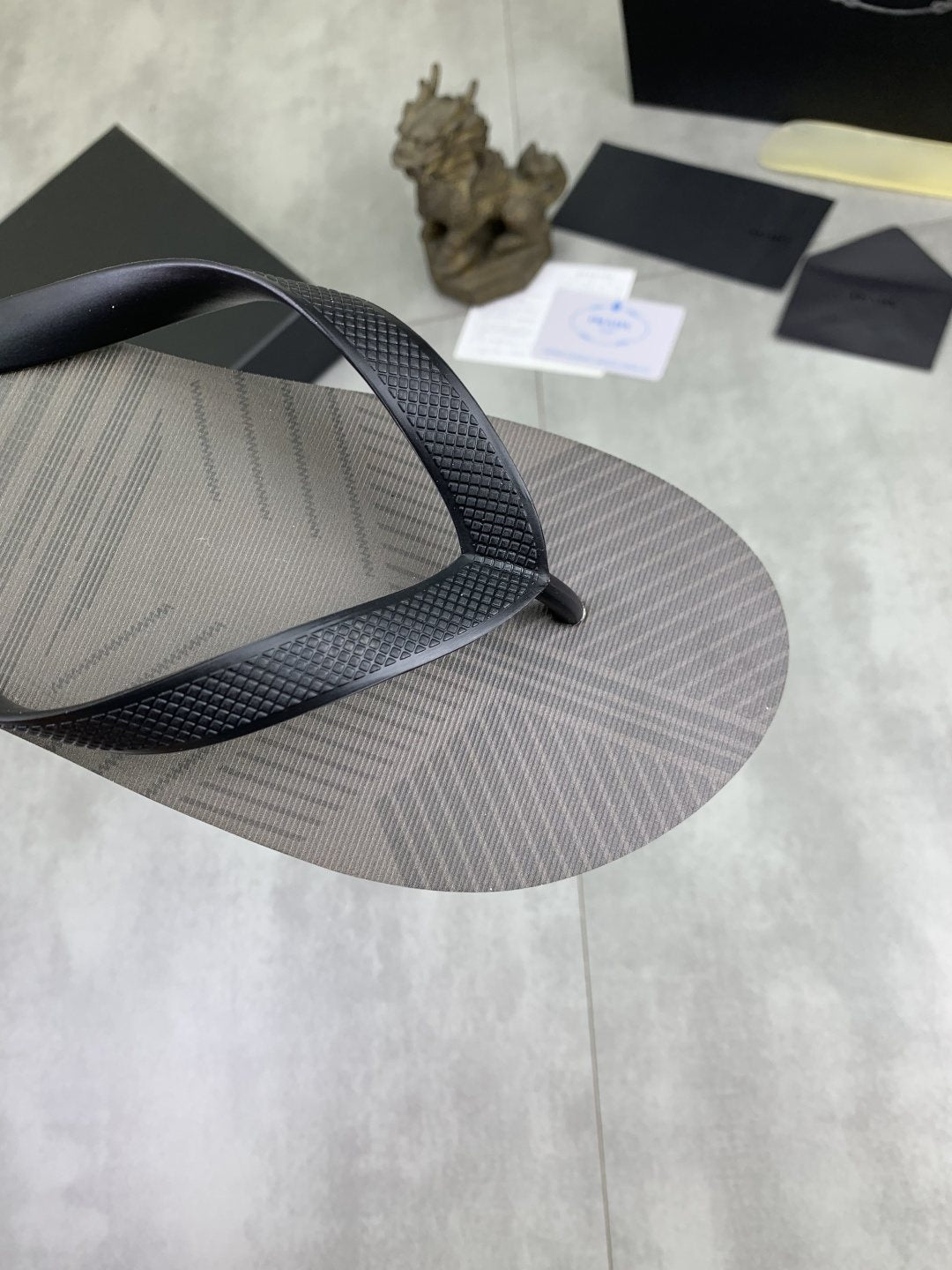 Prada Gray and Black Flip-Flops