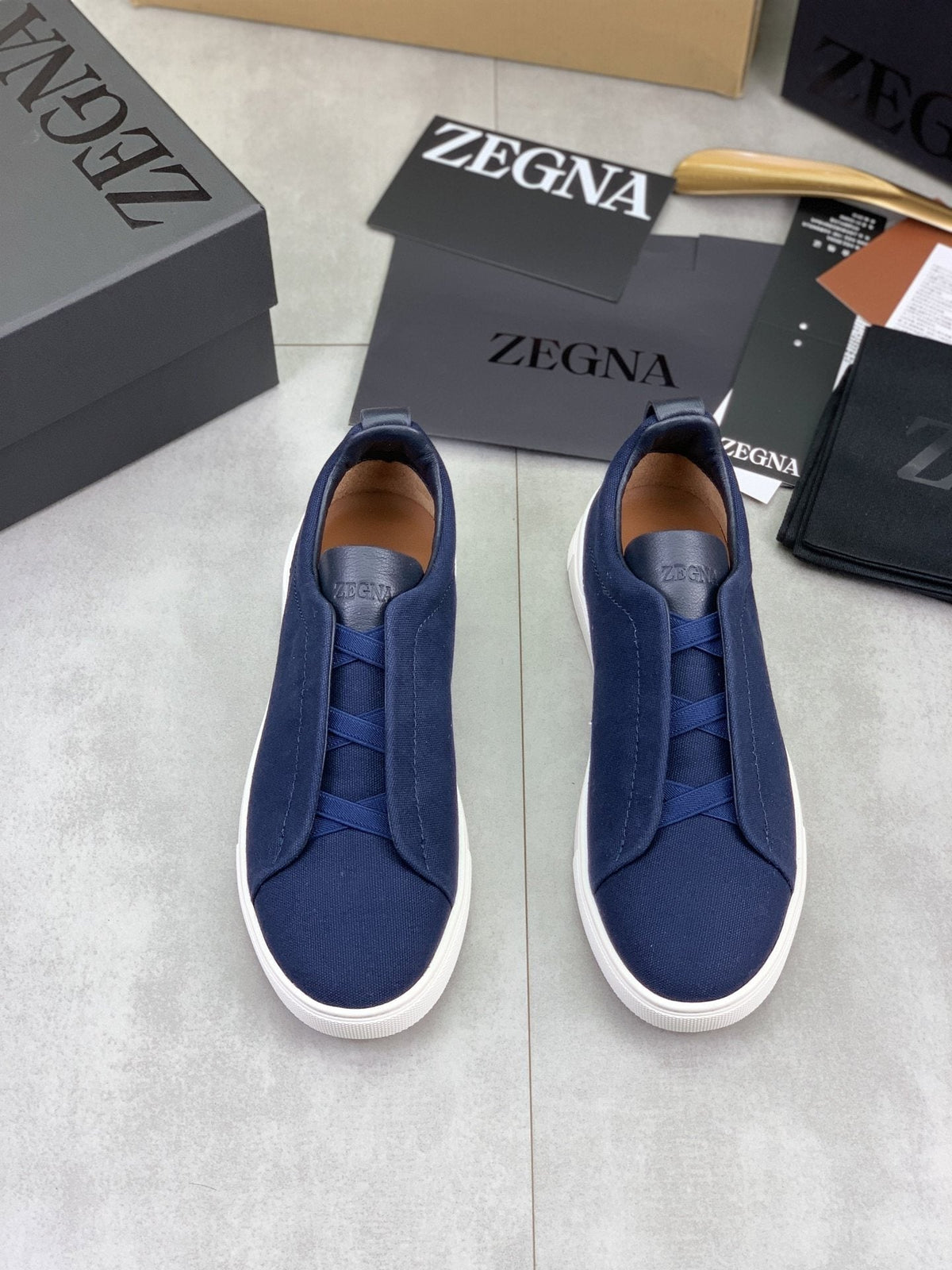 Zegna Triple Stitch Slip-On Sneakers - Canvas Upper