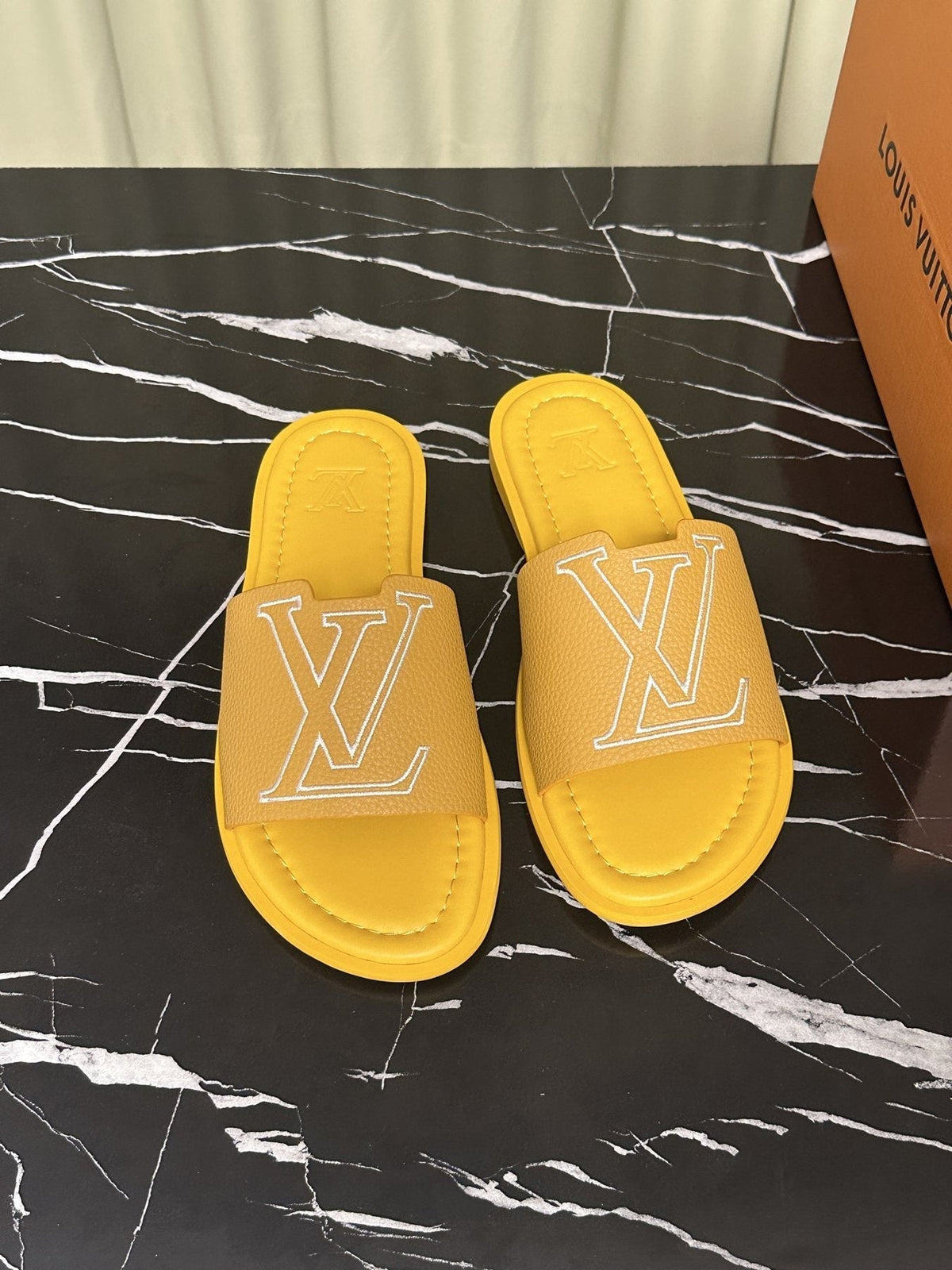 Louis Vuitton Men's Lettered Strap Slide Sandals